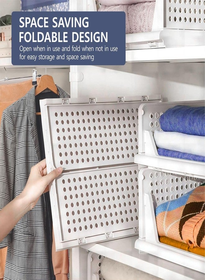 Aditya Polymers Pack of 4 Pcs (Large) Clothes Organizer For Wardrobe Cupboard| Foldable Stackable| MultiPurpose Adjustable Sliding Tray Basket| Almirah Closet Space Organiser| Shirt Stacker - Image 2